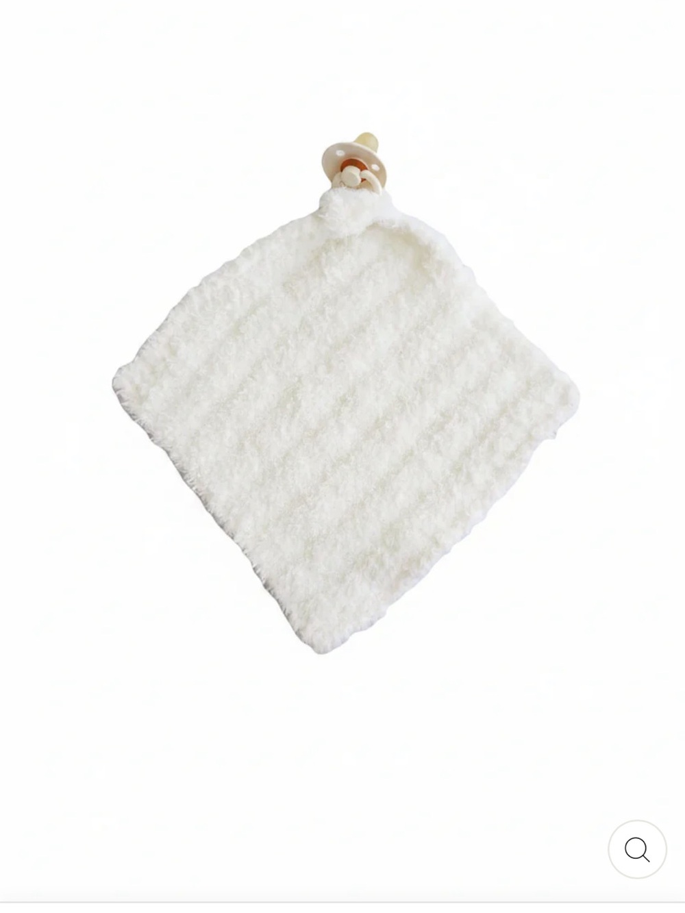 Caden Lane White Plush Baby Lovey with Pacifier Loop